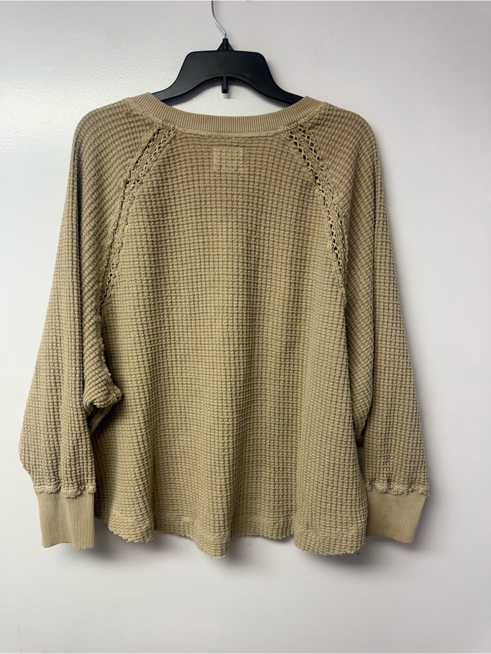 American Eagle Seriously Lived In Waffle Knit Pullover Top Beige Medium Boho C2 - Picture 4 of 12